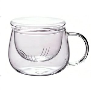 Taza 300ml con Filtro y Tapa de Vidrio Resistente al Calor